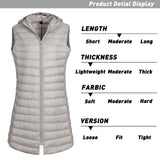 ELFJOY Women's Long Down Vest Zipper Lightweight Puffer Jackets with Hood