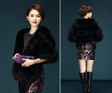 Elfjoy Luxury Faux Fox Fur Long Shawl Cloak Cape Wedding Dress Party Coat for Winter