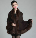 ELFJOY Luxury Bridal Faux Fur Cashmere Wool Shawl Cloak Cape Wedding Dress Party Coat for Winter