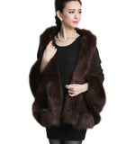 ELFJOY Luxury Bridal Faux Fur Cashmere Wool Shawl Cloak Cape Wedding Dress Party Coat for Winter