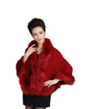 ELFJOY Luxury Bridal Faux Fur Cashmere Wool Shawl Cloak Cape Wedding Dress Party Coat for Winter