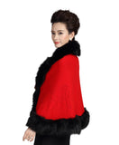 ELFJOY Luxury Bridal Faux Fur Cashmere Wool Shawl Cloak Cape Wedding Dress Party Coat for Winter
