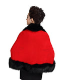 ELFJOY Luxury Bridal Faux Fur Cashmere Wool Shawl Cloak Cape Wedding Dress Party Coat for Winter