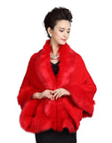 ELFJOY Luxury Bridal Faux Fur Cashmere Wool Shawl Cloak Cape Wedding Dress Party Coat for Winter