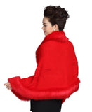 ELFJOY Luxury Bridal Faux Fur Cashmere Wool Shawl Cloak Cape Wedding Dress Party Coat for Winter