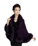 ELFJOY Luxury Bridal Faux Fur Cashmere Wool Shawl Cloak Cape Wedding Dress Party Coat for Winter