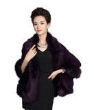 ELFJOY Luxury Bridal Faux Fur Cashmere Wool Shawl Cloak Cape Wedding Dress Party Coat for Winter