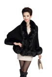 ELFJOY Luxury Bridal Faux Fur Cashmere Wool Shawl Cloak Cape Wedding Dress Party Coat for Winter