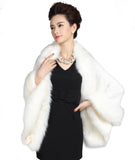 ELFJOY Luxury Bridal Faux Fur Cashmere Wool Shawl Cloak Cape Wedding Dress Party Coat for Winter
