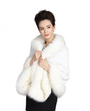ELFJOY Luxury Bridal Faux Fur Cashmere Wool Shawl Cloak Cape Wedding Dress Party Coat for Winter